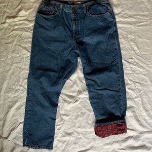 L.L. Bean flannel lines jeans, size 16P, denim, relaxed fit
